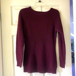 Womens Ambiance Burgundy Sweater Waffle Knit Size M